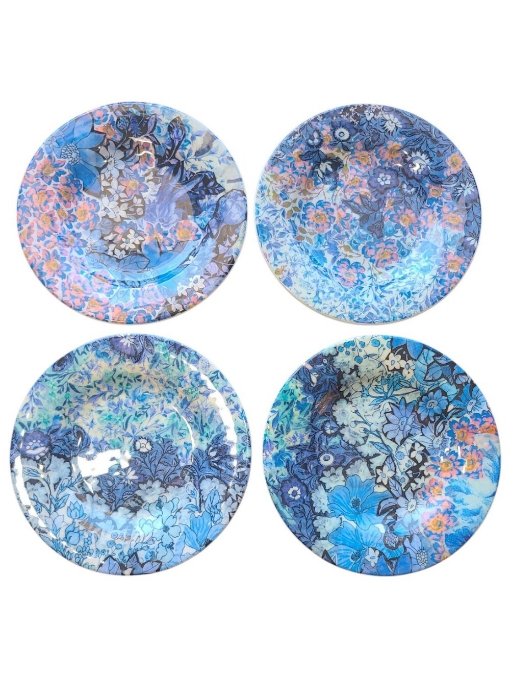 Williams Sonoma X Michelle Kim 7" Blue Floral Melamine Appetizer Plates